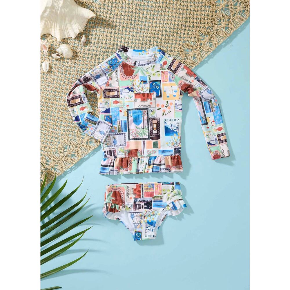 Seafolly On Vacation Girls Peplum Surf Set - Azure NWT VARIOUS SIZES